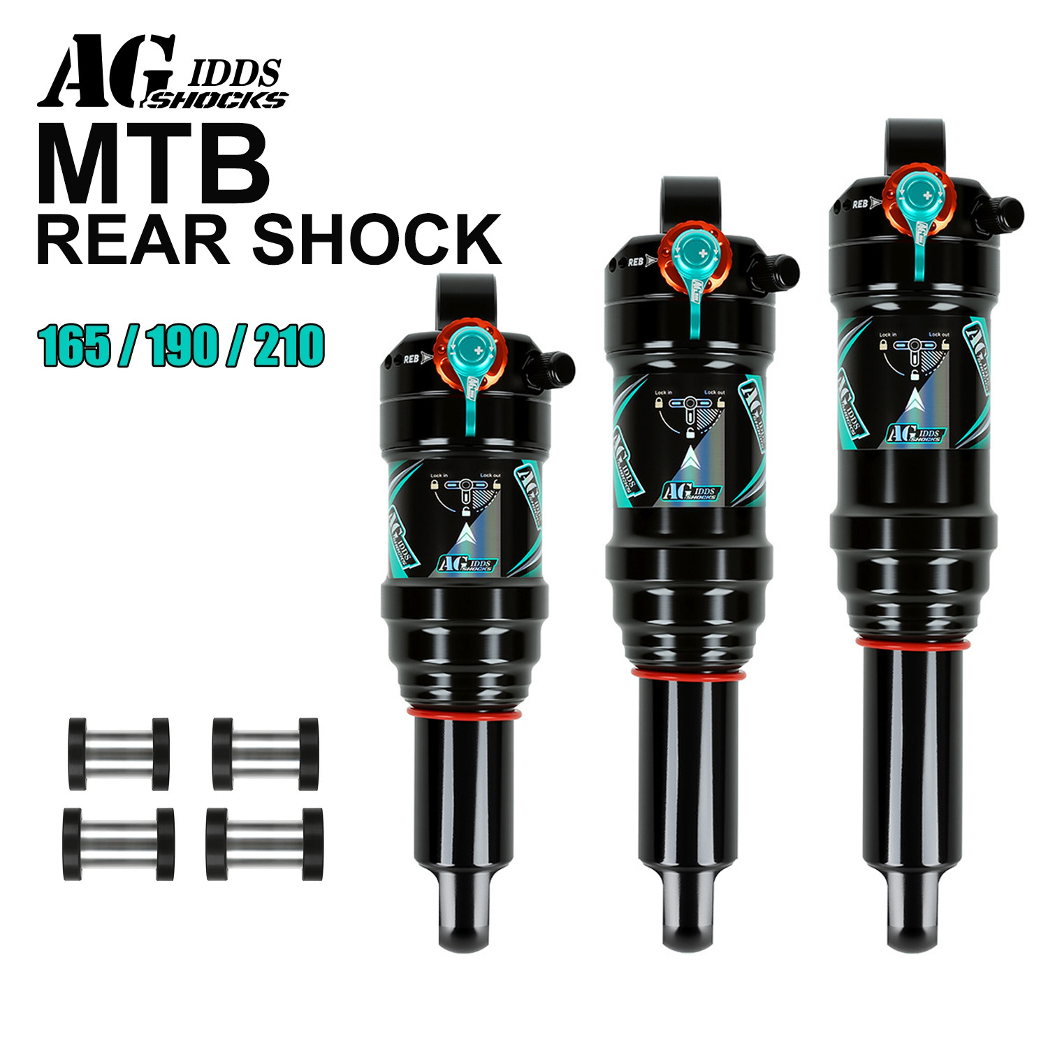 Mountain Biking Downhill - AGSHOCKS MTB Rear Shock Bicycle 165/190/210MM